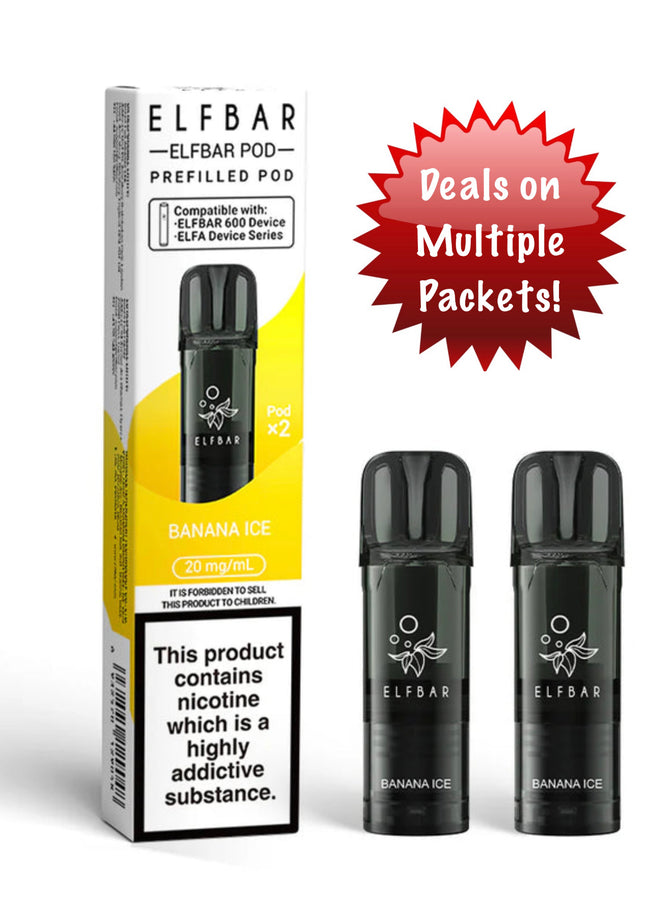 Elf Bar 600 Replacement Pods Banana Ice 20mg x2