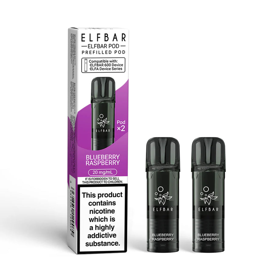 Elf Bar 600 Replacement Pods Blueberry Raspberry x2 20mg