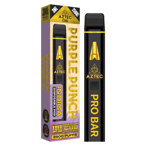 Aztec Pro Bar CBD Disposable Pod Full Spectrum Purple Punch 2500 Puffs 1800mg