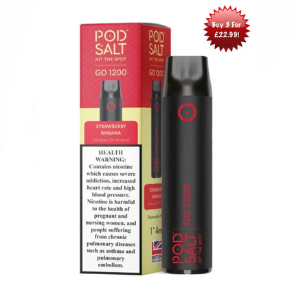 Pod Salt Go 1200 Strawberry Banana 4ml 20mg