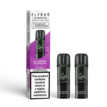 Elf Bar 600 Replacement Pods Blueberry Raspberry x2 20mg