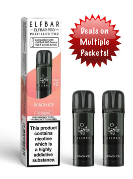 Elf Bar 600 Replacement Pods Peach Ice x2 20mg
