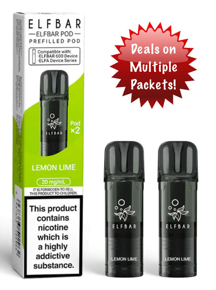 Elf Bar 600 Replacement Pods Lemon & Lime x2 20mg