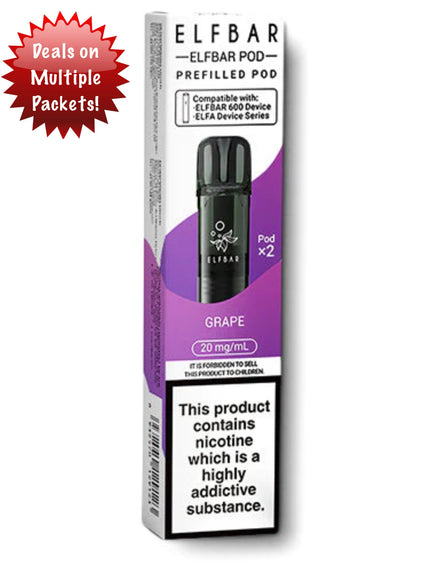 Elf Bar 600 Replacement Pods Grape x2 20mg