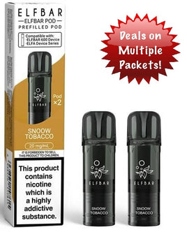 Elf Bar 600 Replacement Pods Snoow Tobacco  x2