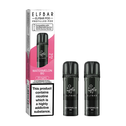 Elf Bar 600 Replacement Pods Watermelon Bubblegum x2 20mg