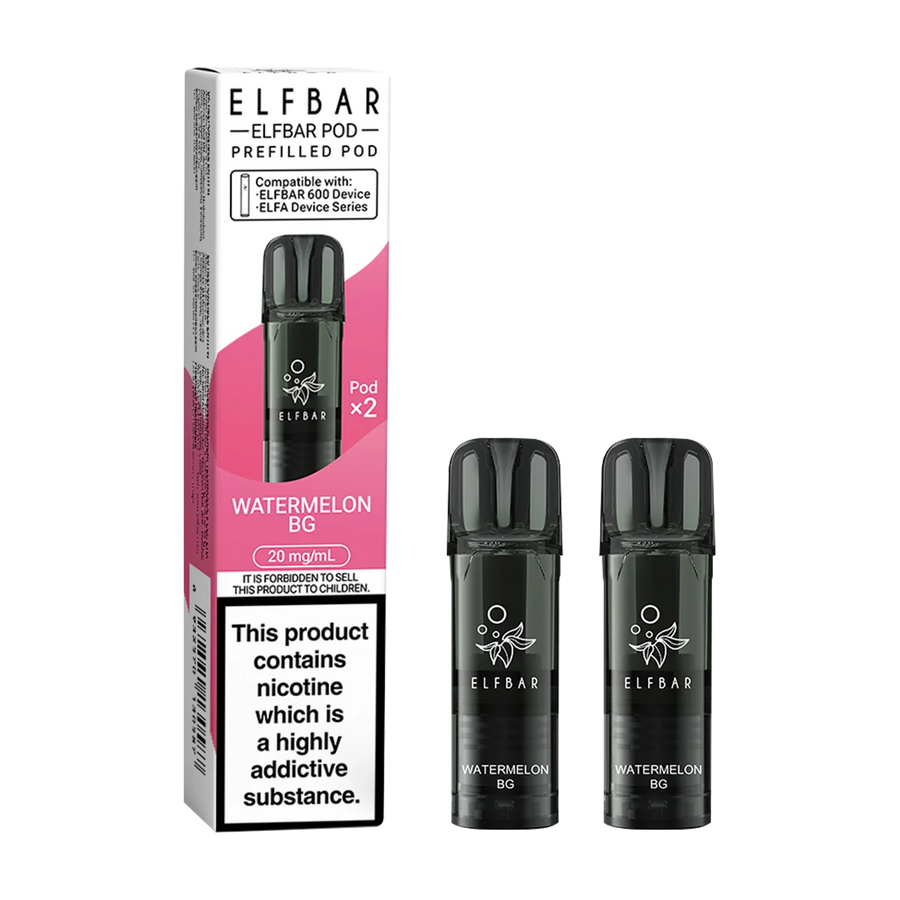 Elf Bar 600 Replacement Pods Watermelon Bubblegum x2 20mg